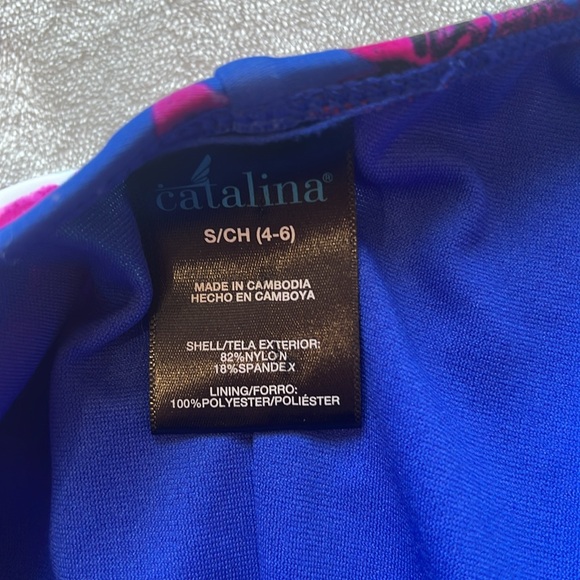 Catalina Pink Blue Purple Floral Twist One-Piece Swimsuit Size S - Picture 3 of 14